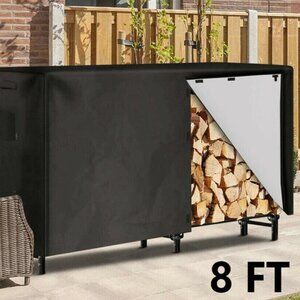 8 Feet Firewood Log Rack Cover Heavy Duty Outdoor Waterproof Dust Sun Protector